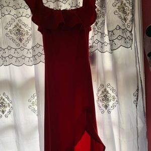 Prom Red Dress Leg Cut